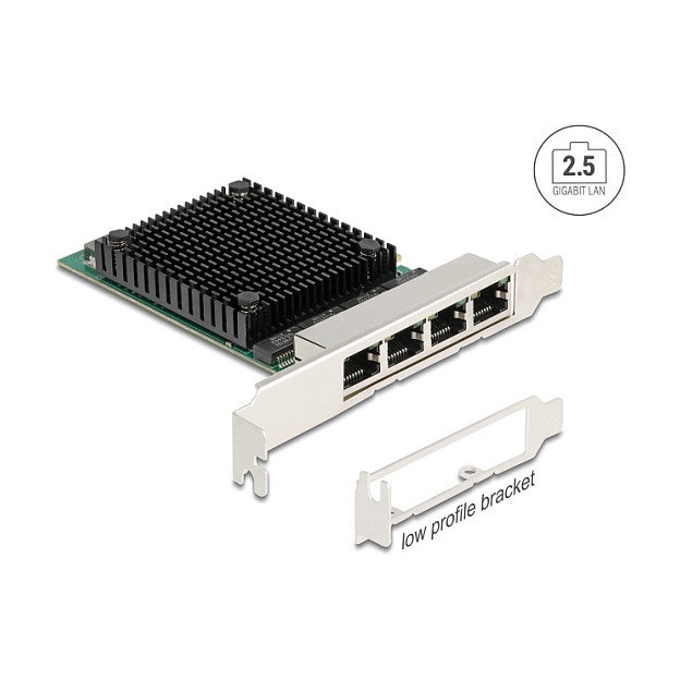 DeLOCK 88601 Tarjeta de red 2,5 Gigabit LAN con 4 puertos RJ45 PCI Express x4 DeLOCK 88601 Tarjeta de red 2,5 Gigabit LAN con 4 puertos RJ45 PCI Express x4