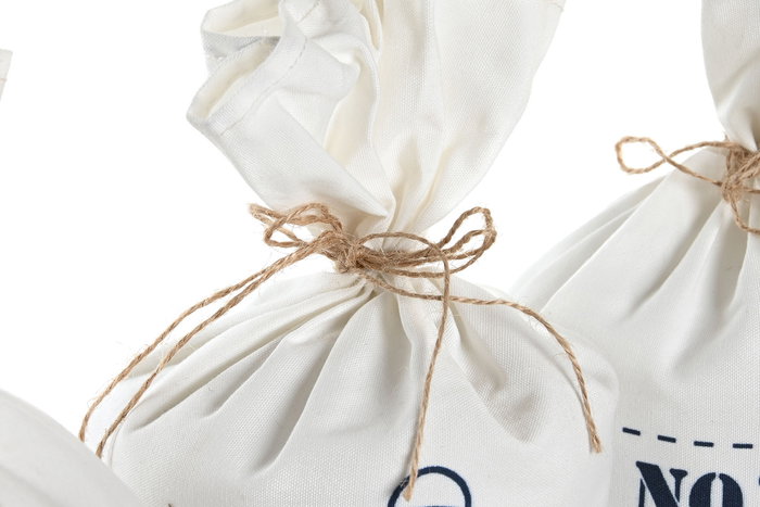 DKD Home Decor Sujetapuertas Mediterraneo Blanco, Azul, Poliester, Arena, 12 x 12 x 22 cm (3 Unidades)