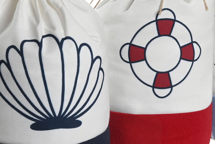 DKD Home Decor Sujetapuertas Mediterraneo Blanco, Azul, Poliester, Arena, 12 x 12 x 22 cm (3 Unidades)