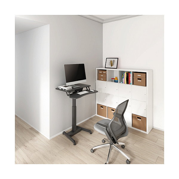 LogiLink Estación de trabajo sit-stand con motor único y bandeja para teclado, negro LogiLink Estación de trabajo sit-stand con motor único y bandeja para teclado, negro