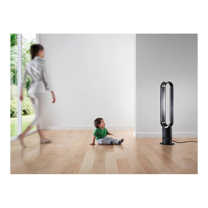 Dyson AM07 Ventilador sin Aspas de Pie para Habitaciones hasta 81 m³, Control Remoto, 10 Velocidades, Plata y Blanco