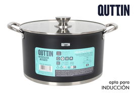 Hermes Matt Cacerola Industrial 28 cm (10 Litros) de Acero Inoxidable con Tapa, Modelo Qt (4 Unidades)