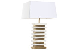 DKD Home Decor Lámpara de Sobremesa Acero y Mármol Mate Dorado y Blanco