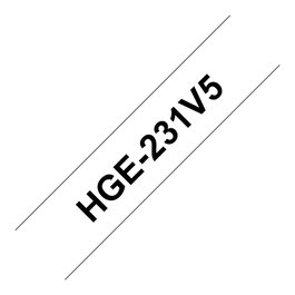Brother Pack de 5 cintas de etiquetas HGE231V5 de 12 mm x 8 m, blanco/negro