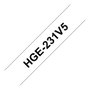 Brother Pack de 5 cintas de etiquetas HGE231V5 de 12 mm x 8 m, blanco/negro