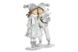 DKD Home Decor Figura Navidad Moderna Gris Blanco Resina 7.5 x 18.5 x 13.5 cm
