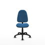 Silla de oficina Algarra con mecanismo Contacto permanente básico tapizada con Similpiel color Azul claro. Equipada con Base poliamida negra, Sin brazos y Ruedas de parqué