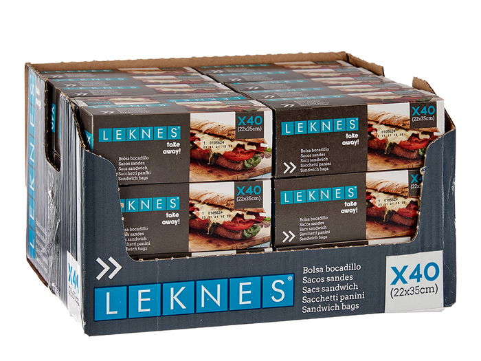 Leknes Bolsa Plástico Bocadillo 22x35cm 40 Unidades Uso Alimentario (Set de 30) Leknes Bolsa Plástico Bocadillo 22x35cm 40 Unidades Uso Alimentario (Set de 30)