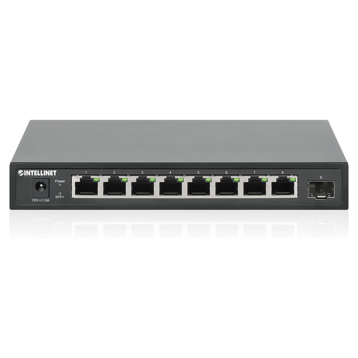 Intellinet 514803 Switch de Red 8 Puertos 2.5G Ethernet RJ45 + 1 SFP+ 10G No Administrado (Unmanaged), Metal, Negro, 60 Gbps