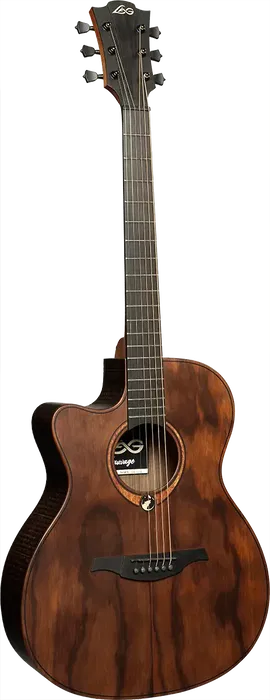 LAG Guitarra Acústica Auditorium Cutway A/E Natural Satinado Electroacústica Folk Zurdos Tapa Sólida Brankowood