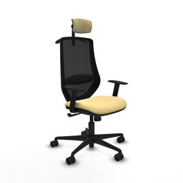 PIQUERAS Y CRESPO Silla de oficina Mardos con mecanismo Sincro, Crema y Negro
