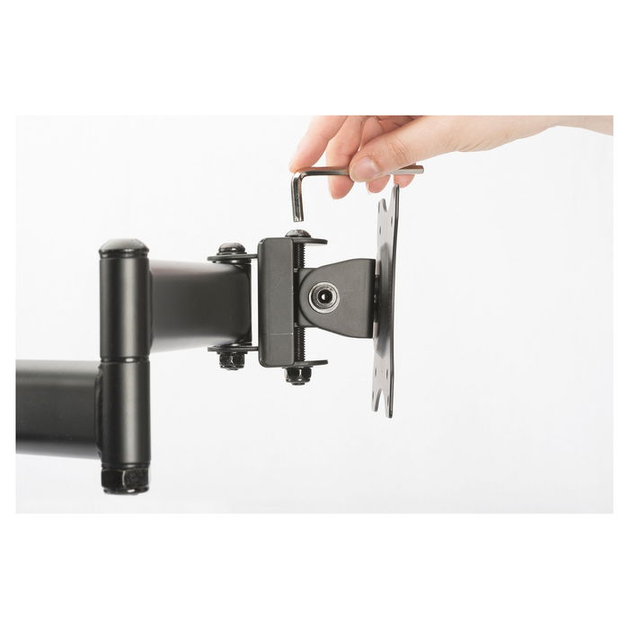 Digitus Soporte de Monitor Doble DA-90349 para 2 Pantallas de hasta 68.6 cm (27"), Soporte de Escritorio, 8 kg por Brazo, Negro