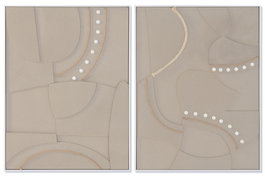 DKD Home Decor Set de 2 Cuadros Modernos 3D Beige (62x4,5x82 cm)