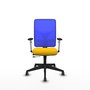 PIQUERAS Y CRESPO Silla de oficina Motilla con mecanismo Sincro/Traslack Amarillo y Azul
