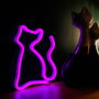 Forever Lámpara de Sobremesa Neon LED Decorativa, Diseño Gato, Color Rosa, Luz Cálida, Alimentación USB/Pilas
