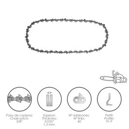 PAPILLON Cadena de Motosierra 3/8'' 0.050'' 40 Eslabones 91 P