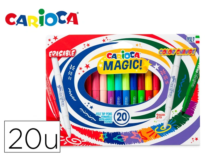 Carioca Rotulador Magic Borrable Caja 20 Unidades Colores Surtidos Punta Gruesa Carioca Rotulador Magic Borrable Caja 20 Unidades Colores Surtidos Punta Gruesa