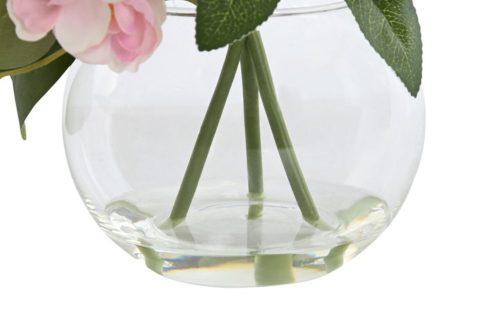 DKD Home Decor Planta Artificial Flores Poliéster Cerámica Blanco Rosa 20 x 23 x 24 cm (12 Unidades)