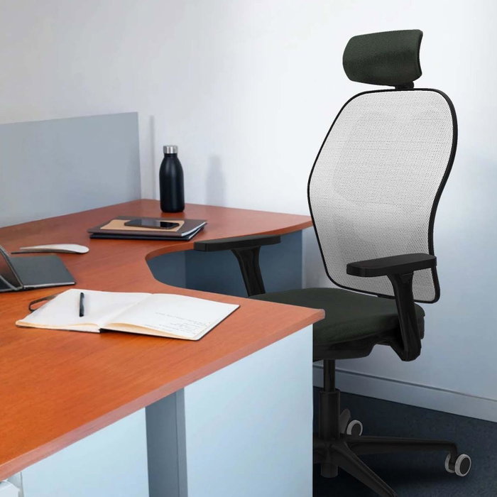 PIQUERAS Y CRESPO Silla de oficina Jorquera con mecanismo Sincro/Traslack Verde esmeralda y Gris