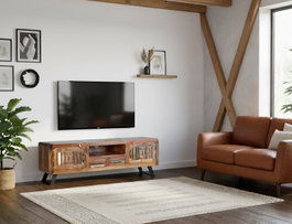 Giner Y Colomer Mueble TV 2 Puertas 2 Cajones Madera Reciclada Multicolor