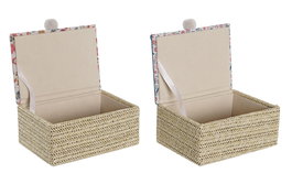 DKD Home Decor Caja Shabby Azul Coral 14 x 9 x 17 cm (4 Unidades)