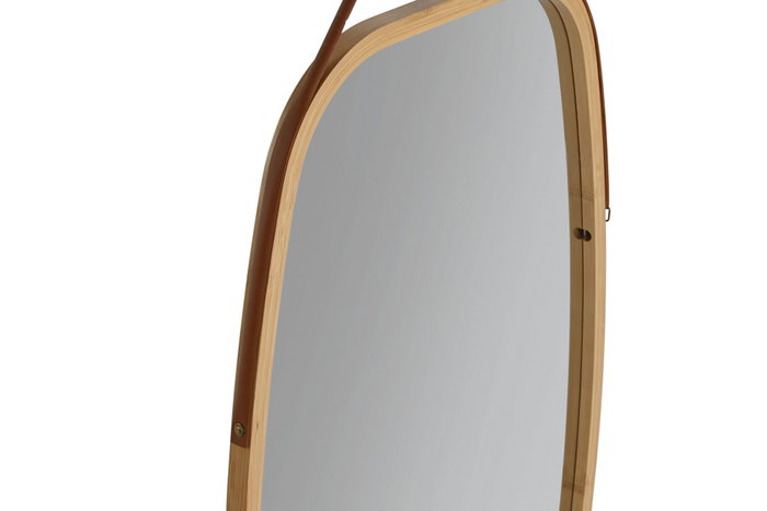 DKD Home Decor Espejo de Bambú y Cristal Natural 43,5x77 cm