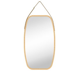 DKD Home Decor Espejo de Bambú y Cristal Natural 43,5x77 cm
