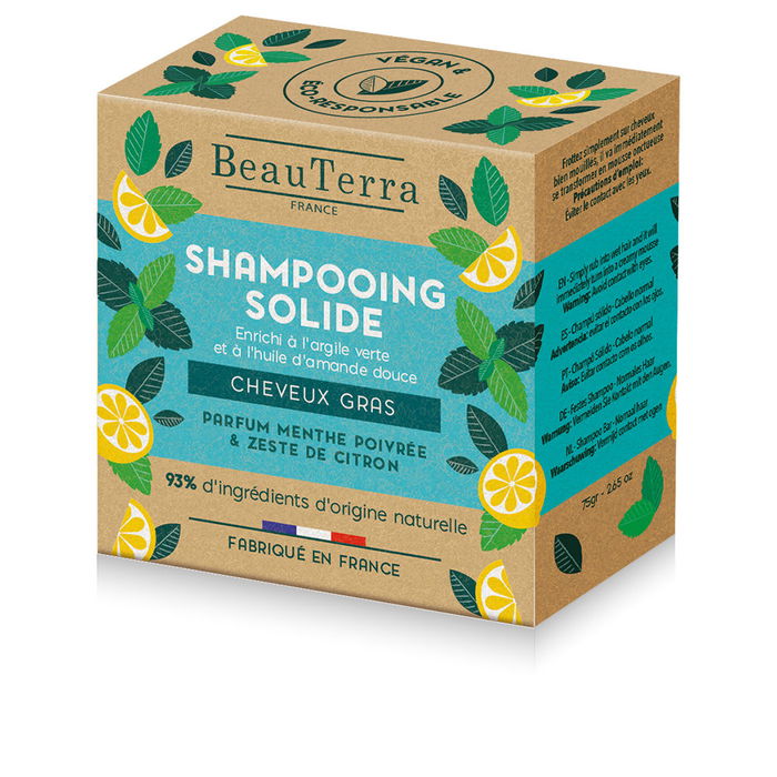 Beauterra Champú Sólido Menta y Cáscara de Limón Cabello Graso 75g Beauterra Champú Sólido Menta y Cáscara de Limón Cabello Graso 75g