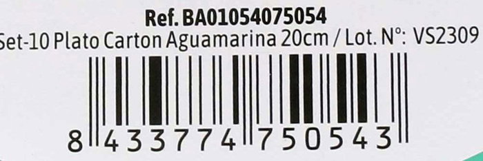 Algon Set 10 Platos Carton Aguamarina Soja 20 cm (36 Unidades)