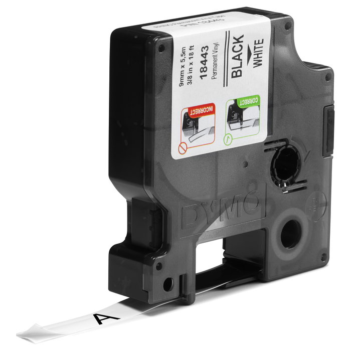 Dymo Rhino Cinta ID1-9 Negro sobre blanco 9mm x 5,5m
