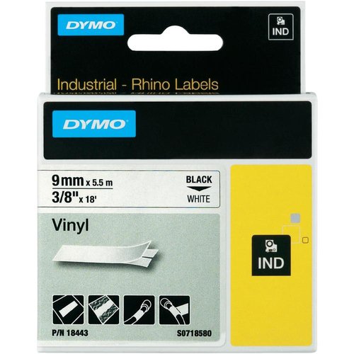 Dymo Rhino Cinta ID1-9 Negro sobre Blanco 9mm x 5,5m