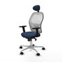 PIQUERAS Y CRESPO Silla de oficina Jorquera con mecanismo Sincro, Azul marino y Blanco