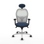 PIQUERAS Y CRESPO Silla de oficina Jorquera con mecanismo Sincro, Azul marino y Blanco