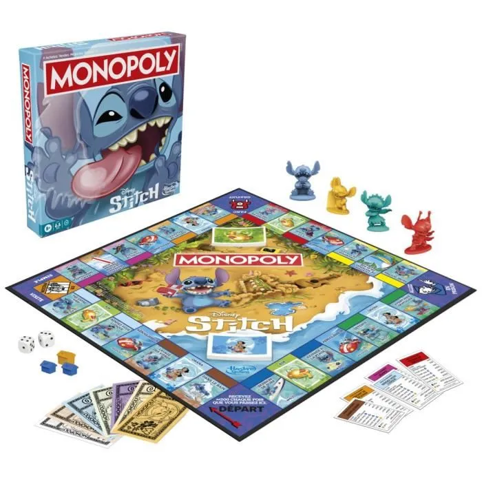 Monopoly HASG0388101, Juego de Mesa Edición Disney Lilo & Stitch, para 2-4 Jugadores, 8+ Años