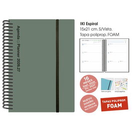 Agenda Anual (2026-27) Senfort 16 Meses Iki Foam Espiral Tapa Pp Con Goma 155X215 S/V Verde