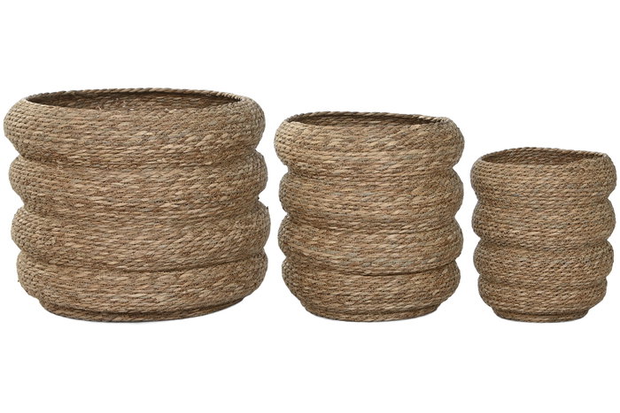 DKD Home Decor Macetero Marron Fibra Trenzada 42 x 39 x 42 cm Set de 3 DKD Home Decor Macetero Marron Fibra Trenzada 42 x 39 x 42 cm Set de 3