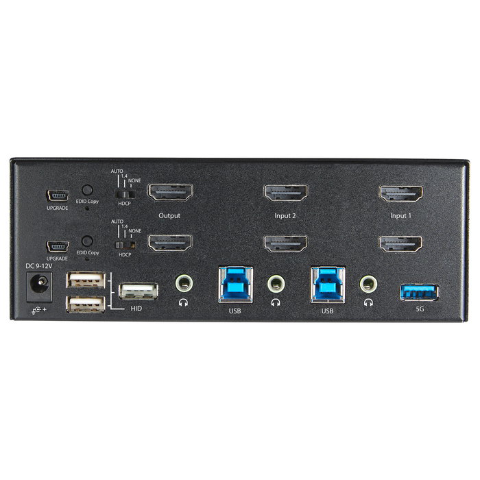 StarTech.com Switch KVM de 2 Puertos HDMI 2.0 para 2 Monitores - 4K Ultra HD 60Hz HDR, USB 3.0 y Audio - Referencia 2 Port Dual Monitor HDMI KVM Switch