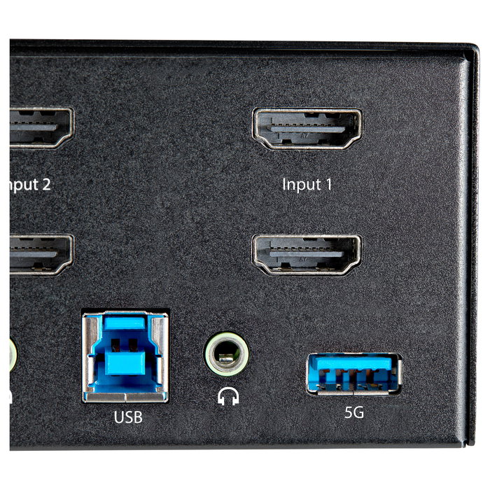 StarTech.com Switch KVM de 2 Puertos HDMI 2.0 para 2 Monitores - 4K Ultra HD 60Hz HDR, USB 3.0 y Audio - Referencia 2 Port Dual Monitor HDMI KVM Switch