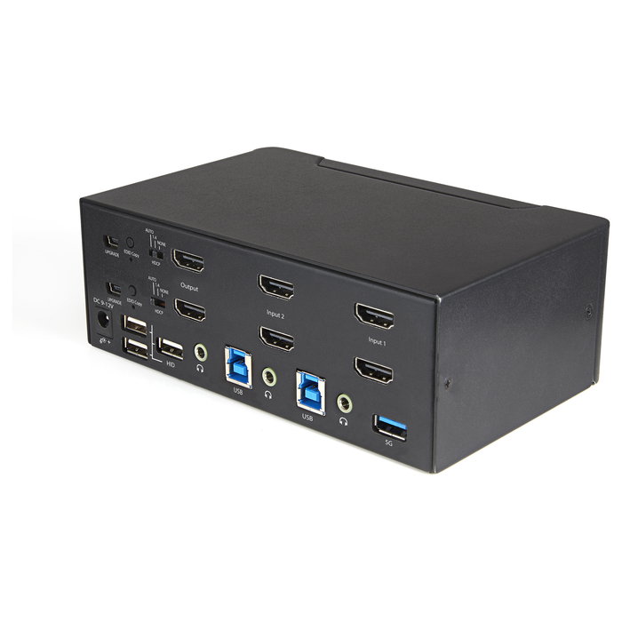 StarTech.com Switch KVM de 2 Puertos HDMI 2.0 para 2 Monitores - 4K Ultra HD 60Hz HDR, USB 3.0 y Audio - Referencia 2 Port Dual Monitor HDMI KVM Switch