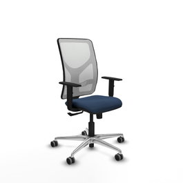 PIQUERAS Y CRESPO Silla de oficina Motilla con mecanismo Sincro, Azul marino y Blanco
