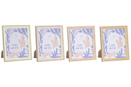 DKD Home Decor Set de 4 Marcos para Fotos 20x25 cm Scandi Beige y Natural