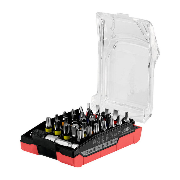 Metabo Juego de Llaves Bits 32 Piezas con Estuche, Incluye PH, PZ y Tamaños Torx desde T10 a T40, Ref. 626696000