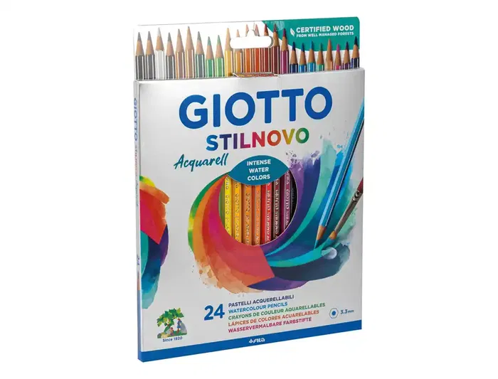 Giotto Lápices de Colores Stilnovo Acuarelables Caja de 24 Colores Surtidos