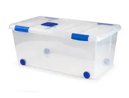 Plasticforte Contenedor Plástico N 7 Transparente con Tapa 61L 73x41x32 cm Ordenación Duradera y Funcional