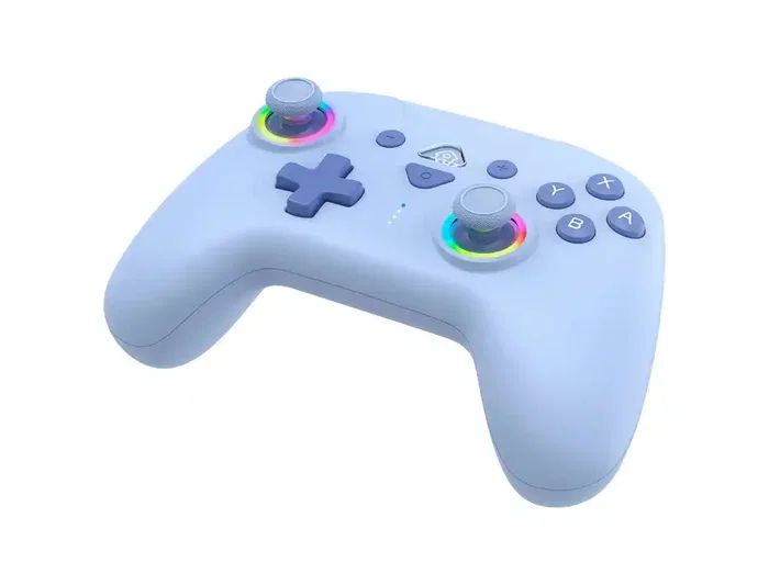 Wondee Mando inalámbrico Subsonic Wireless LED azul para Nintendo Switch, Switch OLED, Switch Lite, con giroscopio, 2 botones traseros programables y vibración ajustable