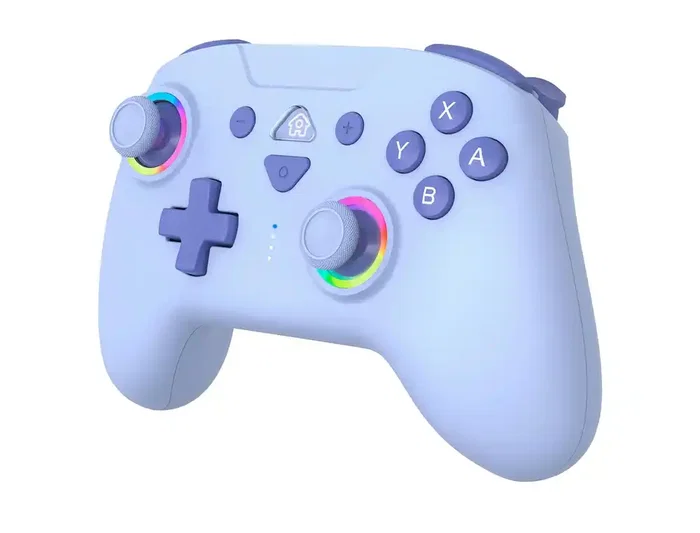 Wondee Mando inalámbrico Subsonic Wireless LED azul para Nintendo Switch, Switch OLED, Switch Lite, con giroscopio, 2 botones traseros programables y vibración ajustable