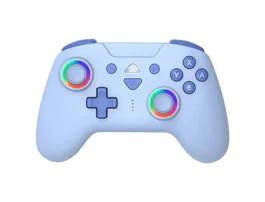 Wondee Mando inalámbrico Subsonic Wireless LED azul para Nintendo Switch, Switch OLED, Switch Lite, con giroscopio, 2 botones traseros programables y vibración ajustable