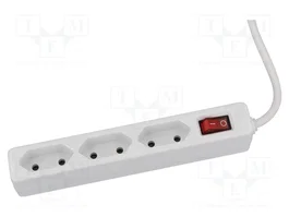 AS SCHWABE Prolongador de alimentación con interruptor, 1,4m, Blanco