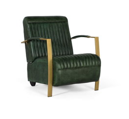 GINER Y COLOMER Sillón tapizado en piel bovina verde con estructura dorada