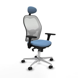 PIQUERAS Y CRESPO Silla de oficina Jorquera con mecanismo Sincro, Azul cielo y Blanco
